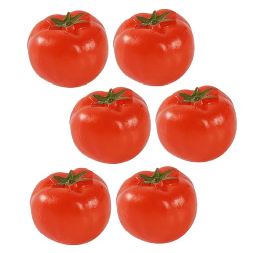ERINGOGO 6 Stück Teiliges PVC Kirschtomaten Modell Realistische Miniatur Deko für Puppenhaus DIY Basteln Tisch und Schaufensterdekoration Künstliche Früchte Wohnaccessoires von ERINGOGO