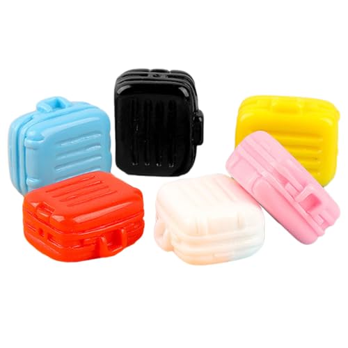 ERINGOGO 6 Stück Teiliges Puppenhaus Deko Mini Vintage Koffer Realistisch Gestaltet Stilvolle Miniatur Suitcase Puppenmöbel Zubehör für Puppenstuben und Sammlerszenen von ERINGOGO