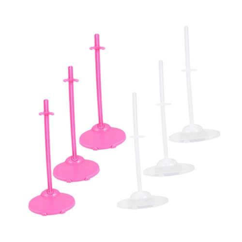 ERINGOGO 6 Stück Teiliges Puppenständer Stabilem Wiederverwendbar Transparent und Rosa Verstellbare Halterung für Actionfiguren und Puppen Dekorativer Aufsteller für Schreibtisch und von ERINGOGO