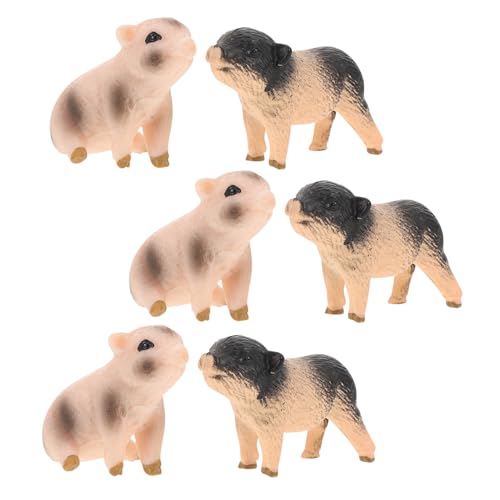 ERINGOGO 6 Stück Teiliges Realistische Schwein Figuren aus Kindersicherem Material Detailgetreue Miniatur Schweinestatue als Pädagogisches Bauernhoftier und Kuchen Deko für Fantasievolles von ERINGOGO