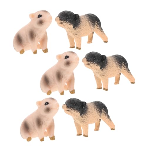 ERINGOGO 6 Stück Teiliges Realistische Schwein Figuren aus Resin Detailgetreue Miniatur Bauernhof Tiere Pädagogische Handbemalte Schweinchen Spielfiguren für DIY Dekoration und Lernspaß von ERINGOGO