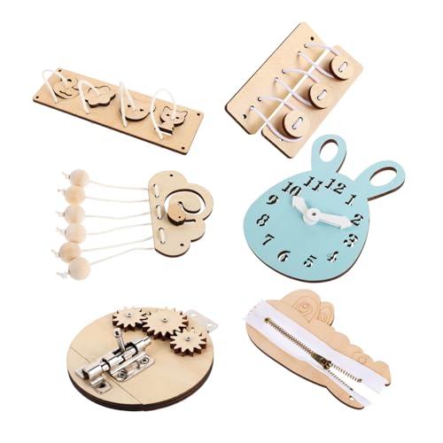 ERINGOGO 6 Stück Vorschulspielzeug Strumpffüller Für Sensorisches Geschäftiges Board Reisespielzeug Für Kleinkinder Kleinkind Bildungsausschuss Montessori Sensorische Tafel Hölzern von ERINGOGO