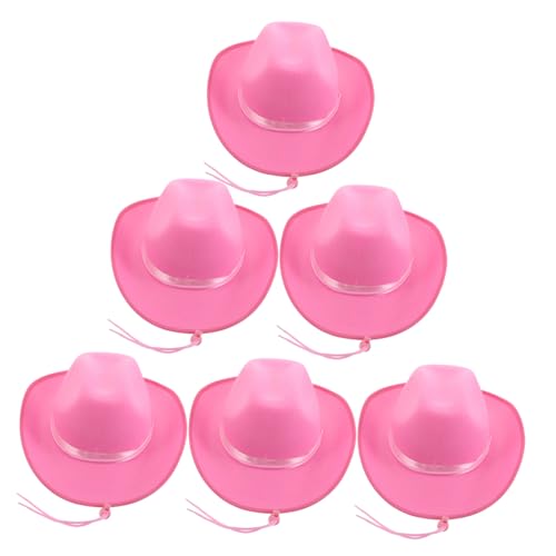 ERINGOGO 6 Stück Western Cowgirl Hut: Western Party Gastgeschenke - Rosa Cowboyhut Mit Band - Cosplay Kostüm Accessoire - Rosa Cowgirl Mütze Dekoration ERINGOGO 6 Stück Western Cowgirl Hut: Western Party Gastgeschenke - Rosa Cowboyhut Mit Band - Cosplay Kostüm Accessoire - Rosa Cowgirl Mütze Dekoration von ERINGOGO