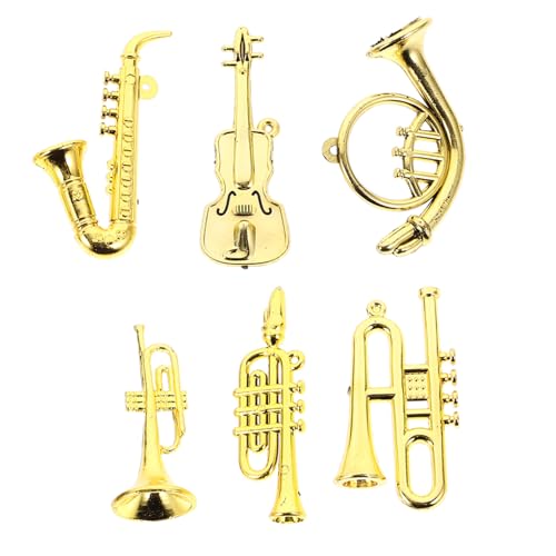 ERINGOGO 6St Mini-Trompete Mini-Saxophon-Modell Modelle Musikinstrumente Miniaturinstrumentendekor Miniaturen für Puppenhaus Kuchen Suite Bonsai Zubehör Weihnachten Instrumentengruppe von ERINGOGO