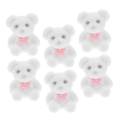 ERINGOGO 6 Stück Mini-plüschtiere Mit Beflocktem Bären Kuchendekorationen Für Geburtstage Partygeschenke Für Jungen- Und Mädchenpartys Bastelbedarf Weiche Dekorative Miniaturbären Weiß von ERINGOGO