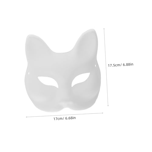 ERINGOGO 6Stücke DIY Katzen und Fuchsmasken Leere Halbe Gesichtsmasken aus Papierzellstoff Unbemalt für Cosplay Halloween und Kreative Bastelpartys von ERINGOGO