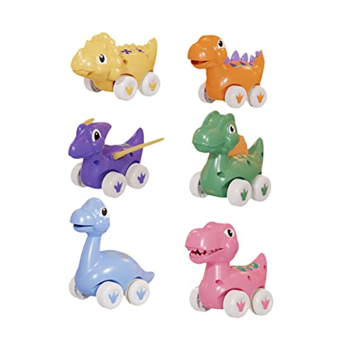 ERINGOGO 6-teiliger Dinosaurier-Roller – Rückziehauto-Spielzeug Pädagogischer Schiebewagen Für Kinder von ERINGOGO