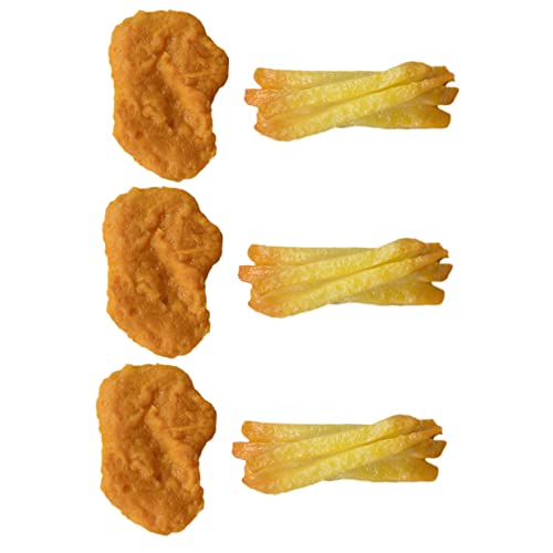 ERINGOGO 6Stücke Teiliges Künstliche Hühnernuggets und Pommes Frites Lebensechtes Modell für Kinderküche für Dekoration und Lernspiel Perfektes Spielessen von ERINGOGO