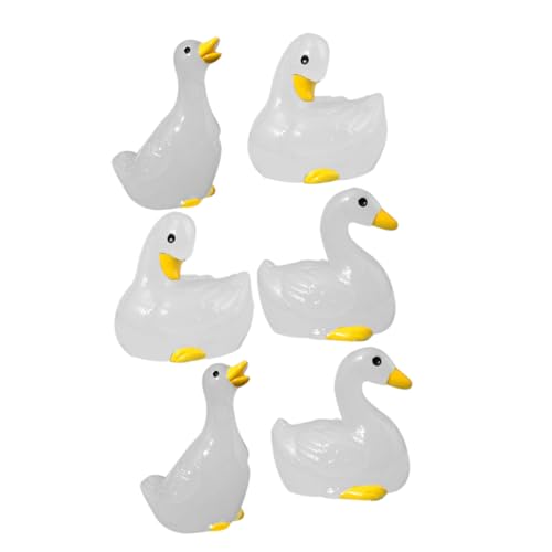 ERINGOGO 6stücke Leuchtende Ente Im Dunkeln Miniatur Harz Tierfigurine Mikro Landschaft Dekor Garten Bonsai Ornament Winzige Enten Statue von ERINGOGO