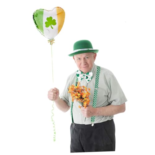ERINGOGO Partyzubehör Für Den St. Patricks Day Grüner Hut Armbänder Fliege Hosenträger Krawatte Socken Für Feiern Und Veranstaltungen Zufällige Farbe von ERINGOGO