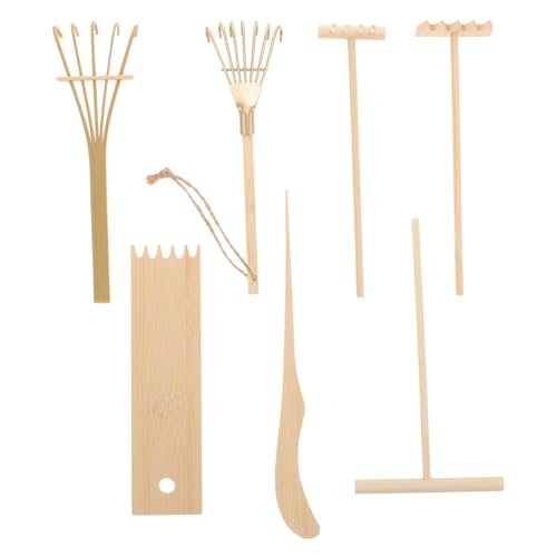 ERINGOGO 7Stücke Teiliges Holzrechen für Sandkunst Kreatives DIY für Szenenlayout und Sandspiel für Holz Leicht und Handlich von ERINGOGO