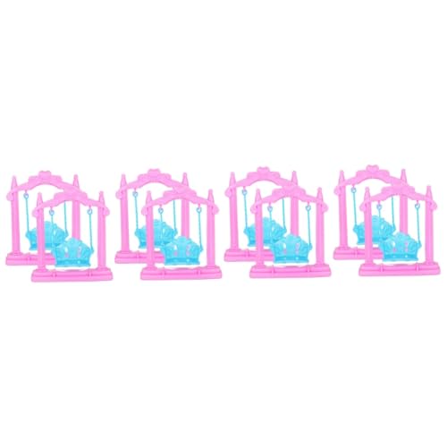 ERINGOGO 8 STK Puppenhausschaukel Mädchenspielzeug Miniatur-Dekor Miniaturmodell Puppenhaus-Dekor schwingen schmücken kleine Schaukel die Schaukel Zubehör Plastik Rosa von ERINGOGO