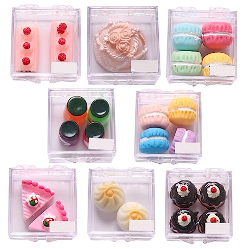 ERINGOGO 8 Stück Kleiner Dessert Modellset für Puppenhäuser Künstliche Kuchen Brot Realistische Miniatur Dekoration für Spielzeugküchen von ERINGOGO