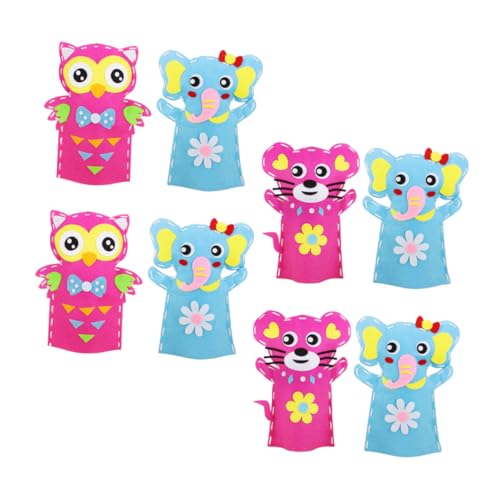 ERINGOGO 8 Sätze Teiliges DIY Handpuppen Bastelset Vorgefertigte Stofftierformen Leicht zu Montierende Kreative Handspielzeuge Fördert Vorstellungskraft Feinmotorik Geduld und Farb von ERINGOGO