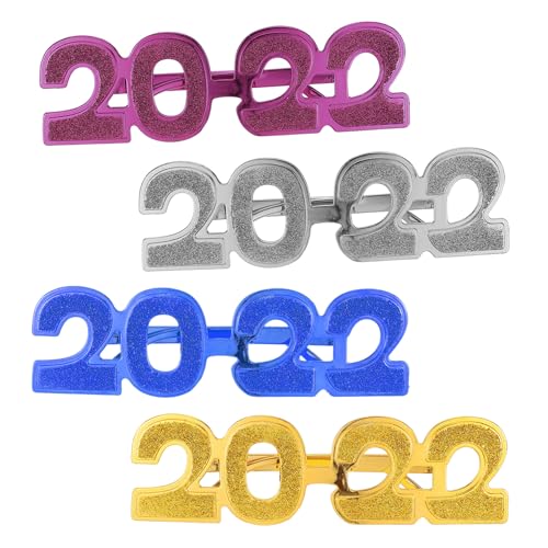 ERINGOGO 8 Stück 2022 2022 Neujahrsbrille Lustiger Augenrahmen Grad-party-kostüm Foto-requisiten Für Das Neue Jahr Neujahrsparty-brille 2022 Fotorequisiten Stk Kind Füllstoff Pailletten von ERINGOGO