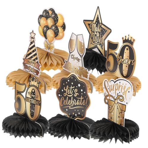 ERINGOGO 8 Stück 50 Jahre alte Ornamente Dekoration Tisch Hochzeit Männer Party -Mittelstücke funkeln Geburtstags-Waben-Mittelstücke Geburtstagskern Party-Herzstücke Papier von ERINGOGO
