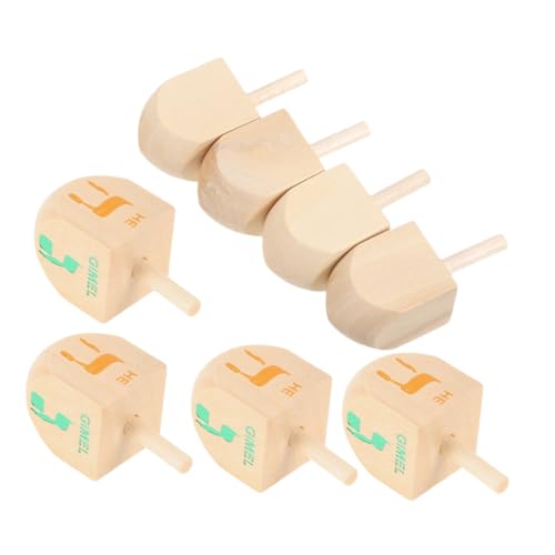 ERINGOGO Holzkreisel für Jungen und Mädchen 8 Stück Chanukka-Dreidel Hebräische Buchstaben Lernspielzeug für Chanukka von ERINGOGO