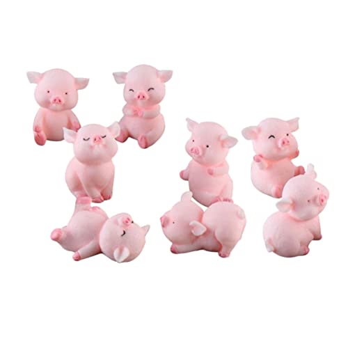 ERINGOGO 8 Stück Teiliges Kleine Schwein Figuren aus Robustem Harz Bunte Realistische Deko für Garten Blumentopf Bonsai Vielseitige Miniatur Schweinchen für Innen Außenbereich von ERINGOGO