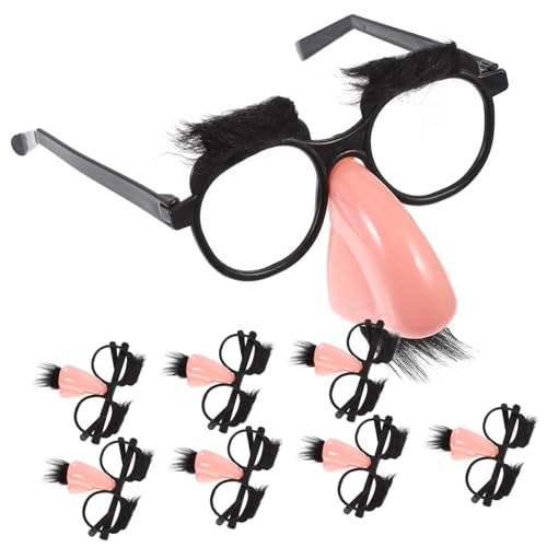 ERINGOGO 8 Stück Teiliges Lustige Partybrillen mit Großer Nase und Schnurrbart Kreative Verkleidung für Halloween Karneval und Kostümpartys Witzige Foto Requisiten für Erwachsene von ERINGOGO