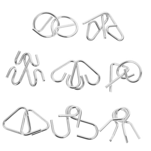 ERINGOGO 8 Stück Teiliges Metall Denkspiel Gehirntraining Puzzle Teaser Konzentration Problemlösung und Geschicklichkeit für Jungen und Mädchen von ERINGOGO