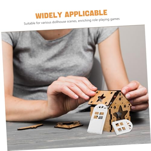 ERINGOGO 8 Stück Teiliges Miniatur Puppenhaus Fenster Türset aus Kunststoff Detailreiche Weiße Rahmen Einfach zu Montieren Zubehör für DIY Puppenhaus Möbeldekoration Kreatives Bastelset von ERINGOGO