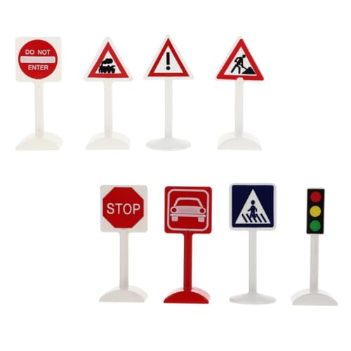ERINGOGO 8 Stück Teiliges Miniatur Verkehrszeichen Spielzeugset aus Pädagogische Verkehrsschilder für Glatte Oberfläche für Sandtisch Dekoration und Frühe Verkehrserziehung von ERINGOGO