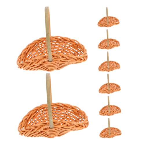 ERINGOGO 8 Stück Teiliges Miniaturgeflecht Körbe mit Griffen Handgefertigte Realistische Kleine Blumen Süßigkeitenkörbe für Puppenhausdeko Hochzeit Party Kindgerechtes von ERINGOGO