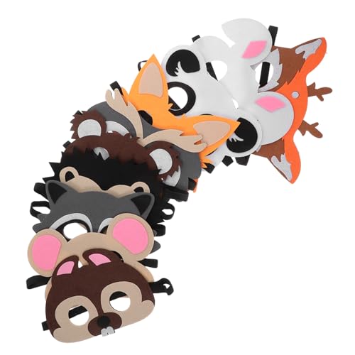 ERINGOGO 8 Stück Tiermaskemaske Kaninchen Fuchs Karikatur Filzmasken Maskerademaske Halloween-maskenstütze Tier-halloween-maske Tiermaske Aus Karton Hasenmasken Filzstoff von ERINGOGO