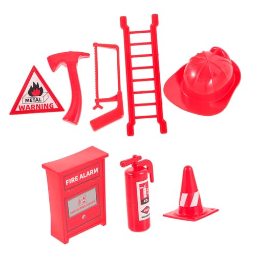ERINGOGO 8 Teiliges Set Mit Feuerlöschzubehör Für Puppenhäuser Kinderspielzeug Feuerwehrmann Kleine Feuerlöscher Feuerlöscher Für Zuhause Mini Kinderfeuerlöscher Kunststoff Rot von ERINGOGO