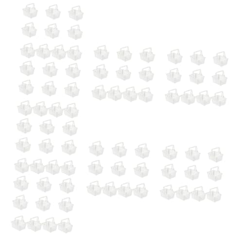 ERINGOGO 80 STK Puppen-Einkaufskorb Korbspielzeug für Kinder Mini-Einkaufskörbe Mini-Tragekorb Mini Körbe Korbspielzeug aus Kunststoff Handheld Süßigkeiten-Korb Spielzeugkorb Plastik Weiß von ERINGOGO