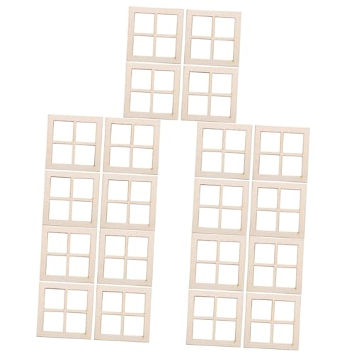 ERINGOGO Miniaturmöbel 80 STK Puppenhaus-Modell Möbel winzige Häuser Mini ungefärbtes Holzfenster kleines Hausgerät Massivholz Kunsthandwerk Haushaltsprodukte Zubehör schmücken Mini-Möbel von ERINGOGO