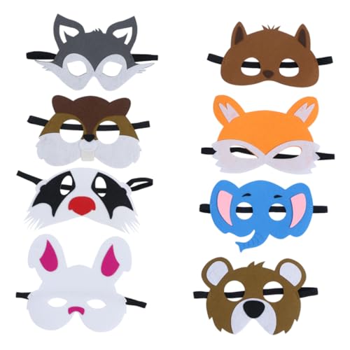 ERINGOGO 8St Tiermaske für Kinder Halloween-Maske Nutztiermasken Waldtiermaske Halloween-Tiermaske Kindermaske Cartoon-Maske aus Vliesstoffen Cartoon-Gesichtsmaske Karikatur Requisiten von ERINGOGO