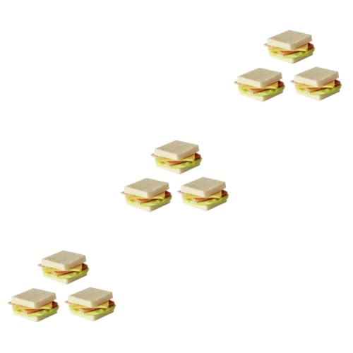 ERINGOGO 9 STK Mini-Sandwiches Kinderspielzeug Nachtisch Miniatur-Sandwich-Ornament gefälschtes Essen Modelle Mini-Lebensmittel Puppenhaus-Miniatur-Essen Brot Dekorationen Zubehör von ERINGOGO