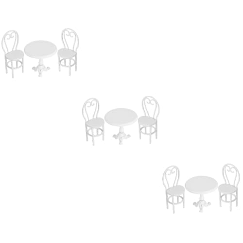 ERINGOGO Kinderanzug 9 STK Puppenstubentisch Und Stühle Zubehör Kinderschreibtischstuhl Dekor Klappstuhl Miniatur-tischstühle Märchenhaus Möbel Puppenmöbel Tische Und Stühle Fee Weiß Eisen von ERINGOGO