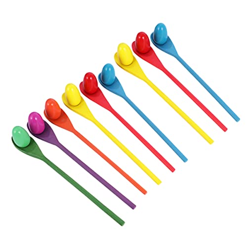 ERINGOGO 9 Sätze Staffellais -Wettbewerbsspielzeug Jumbo Lieferungen Ei für Karnevalsspiele Löffel Spiel Halloween-Spiele Löffel Rennspiel Holz Zufällige Farbe von ERINGOGO