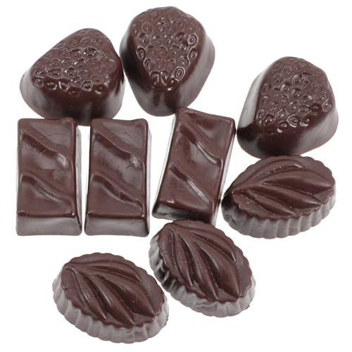 ERINGOGO 9 Stück Teiliges Kleine Dekorative Schokoladenmodelle Realistische Nachbildung Multifunktionale Fake Schokolade für Food Display und Fotorequisiten Braune Schokoladendekoration von ERINGOGO