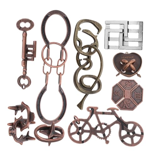 ERINGOGO 9 Stück Teiliges Metall Luban Lock Puzzle Intelligentes Denksportspielzeug für Kreativität und Problemlösung für Erwachsene und Fördert Kritisches und Kognitive Fähigkeiten von ERINGOGO