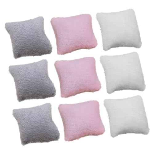 ERINGOGO 9stücke Miniaturmöbel Weiche Plüschkissen Für Puppenhäuser Adorable Miniaturkissen in Rosa Beige Und Zubehör Für Schlafzimmer Und Fotografie von ERINGOGO