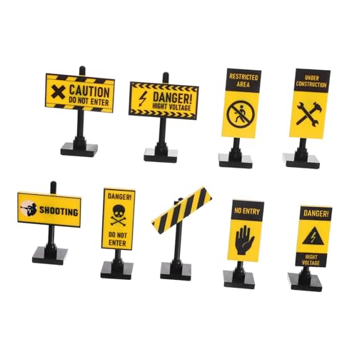 ERINGOGO 9 Stück Warnschild- Mini-Warnschild Straßenschilder-Ornamente Miniatur-straßenhandwerk Mini-puppenhaus-zubehör Miniatur-Warnschild Abs von ERINGOGO