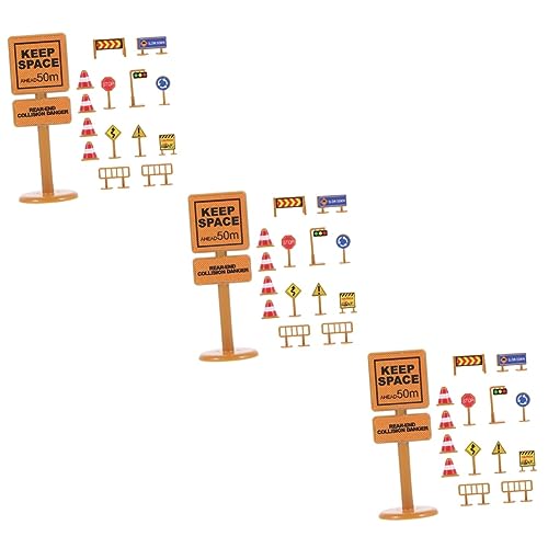 ERINGOGO 90 STK Verkehrszeichenmodell Miniatur-Verkehrsbarrikadenschild Zug Bausteine Straßenschild Spielzeug für Kinder Miniatur-Verkehrsbarriere für Kinder klein Spielzeugset Zaun Blöcke von ERINGOGO