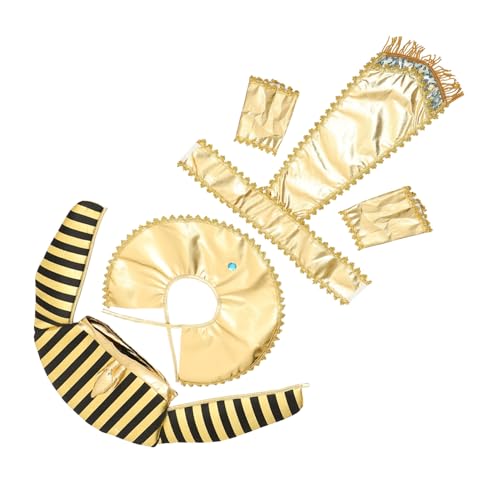 ERINGOGO Ägyptisches Kostümzubehör Teilig mit Kopfschmuck Halskragen Armbändern und Gürtel für Halloween Cosplay Pharaonen Verkleidung Party und Rollenspiele von ERINGOGO