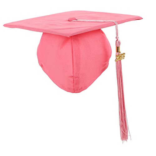 ERINGOGO Abschlusskappe 2023 Königsblaue Abschlusskappe 2023 Abschlusskappe Quaste Hüte Für Männer Abschlusskleid Für Damen Grad Hüte Abschlusskleider Für Erwachsene Rosa Polyester von ERINGOGO