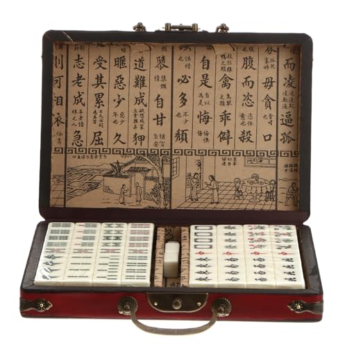 ERINGOGO Mahjong Amerikanisch Mahjong-Tisch Professionelles Mahjong Reise Schachbrett Spielzeug Für Die Reise Mahjong-Chips Japanisch Mahjong-Fliesen Tragbar Spiel Requisiten Reisen Hölzern von ERINGOGO