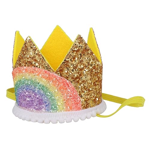 ERINGOGO Baby-Geburtstagsparty-Regenbogen-Kronen-Spitzen-Stirnband haarschmuck Mini Hut Dekorationen Kopfbedeckung Kind Haarring von ERINGOGO