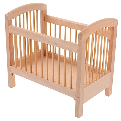 ERINGOGO Babybett für Puppen Holzfarbenes Mini Crib für Puppenstuben und Miniaturhaus Dekoration ERINGOGO Babybett für Puppen Holzfarbenes Mini Crib für Puppenstuben und Miniaturhaus Dekoration von ERINGOGO