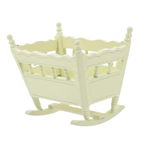 ERINGOGO Babywiege Puppe Miniaturbett Mini-verzierung Mini-möbelmodelle Bettverzierung Minibett Birke Light Green von ERINGOGO