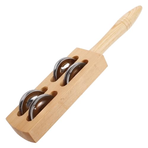 ERINGOGO Bellboard -Wischtuch Handschlittenglocken Handglocken Stock schütteln Babyglocken klingeln Musiktherapieinstrumente Schlagglocken-Kit Holz Khaki von ERINGOGO