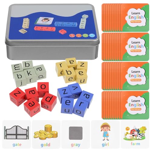 ERINGOGO Bildwörter Flash -Karten Mit Holzbriefblöcken ABC Sichtwörter Zauberspuzzle Spiel Lehrreiches Montessori -Spielzeug Für Kleinkinder Jungen Mädchen 3+ Jahre (54 Karten & 20 ERINGOGO Bildwörter Flash -Karten Mit Holzbriefblöcken ABC Sichtwörter Zauberspuzzle Spiel Lehrreiches Montessori -Spielzeug Für Kleinkinder Jungen Mädchen 3+ Jahre (54 Karten & 20 von ERINGOGO