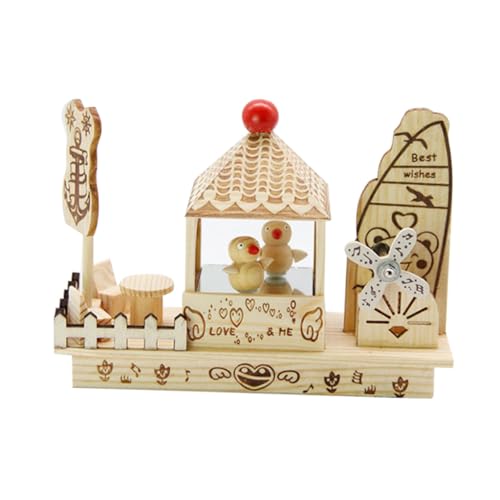 ERINGOGO Kasten Spieluhr mit Vogelmotiv Windmühle Musikbox Kunsthandwerk Kind Bambus von ERINGOGO