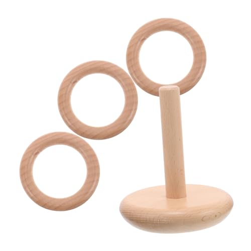 ERINGOGO Buchenholzgebäude buntes Ringspielzeug Lernspielzeug für Kleinkinder Eltern-Kind- Stapelspielzeug für Babys Frühes Lernen Stapelringe Babyspielzeug hölzern Beige von ERINGOGO